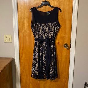 Beautiful lined navy lace dress